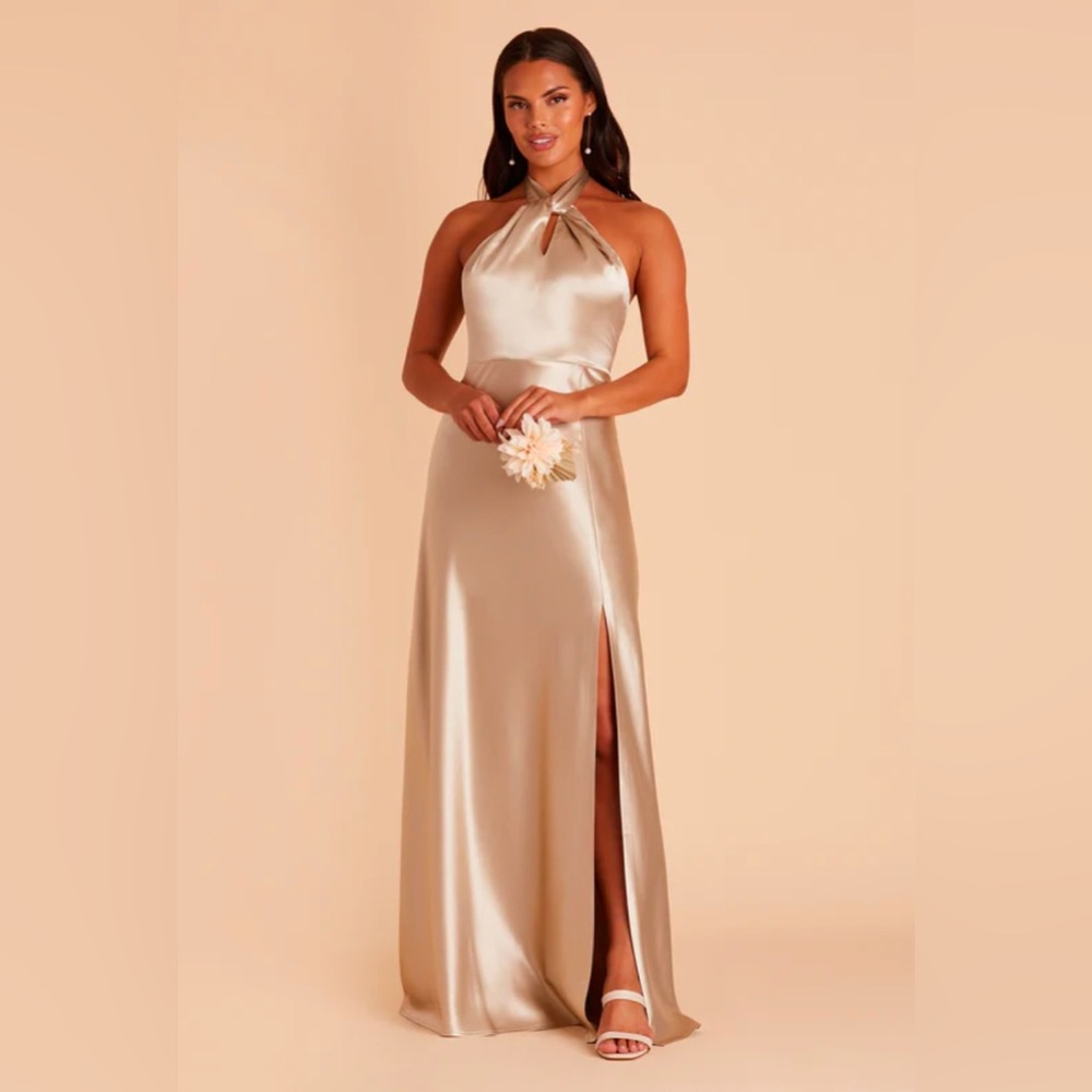 Birdy Grey Shiny Satin Neutral Champagne bridesmaid dress or wedding guest dress